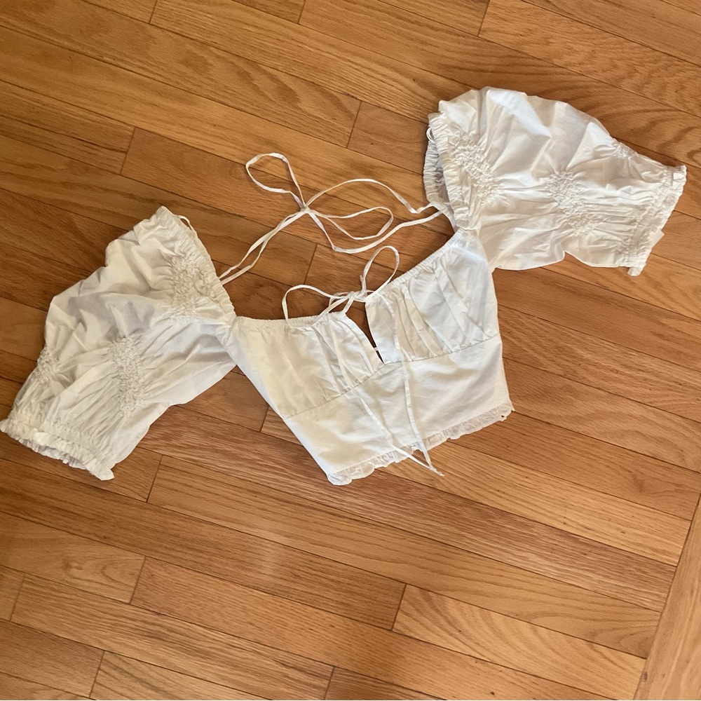 New - Zara tied back poplin top summer festival boho beach dainty coquette